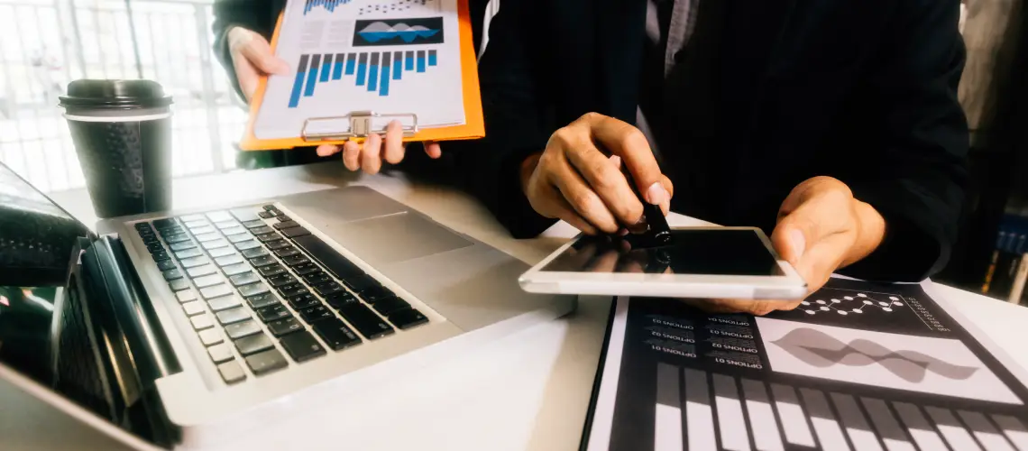 Professional conducting business valuation in Brisbane office